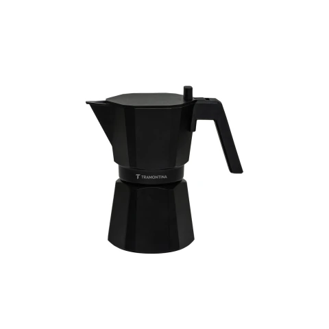 Cafeteira Italiana Tramontina 320 Ml Alumínio Preto 6 Xícaras Para Fogão A Gás Elétrico Vitrocerâmico