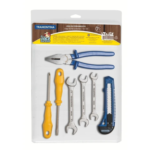 Kit de Ferramentas Tramontina 7 Peças com Alicate, Estilete e Chaves de Fenda e Fixas