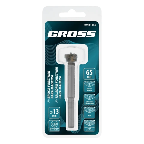 Broca Fresa Forstner Para Madeira 13 Mm Haste Cilíndrica Metal Duro Gross