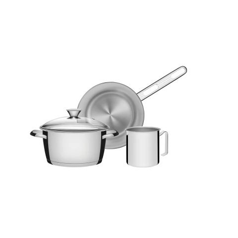 Jogo De Panelas Aço Inox Fundo Triplo 3 Peças Tramontina Allegra Indução