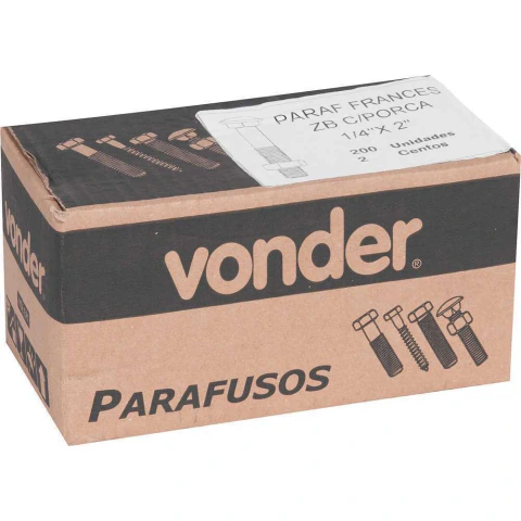 Parafuso Francês 1/4X2'' Zincado Aço Carbono Nove54 ANSI B-18.5