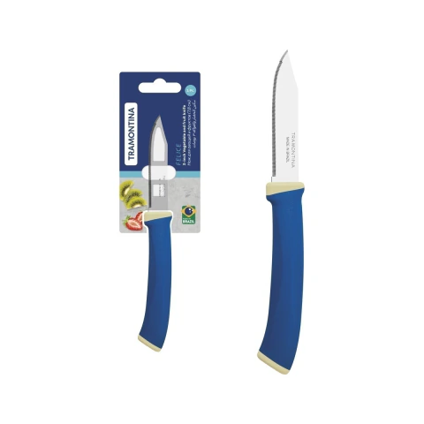 Faca Para Legumes E Frutas Tramontina Felice 3 Polegadas Aço Inox Fio Microsserrilhado Azul