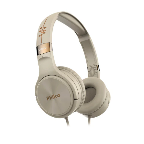 Fone de Ouvido Philco PFO02G Wave Flat Dourado com Cabo 1,2m