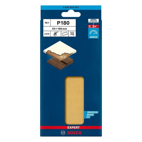 Folhas De Lixa Expert C470 93 X 186 mm G180 10 Peças Bosch