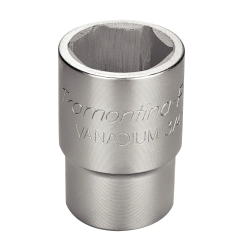Soquete Sextavado 29 mm 3/4'' Aço Cromo Vanádio Cromado Hyper Drive DIN 3124 Tramontina PRO