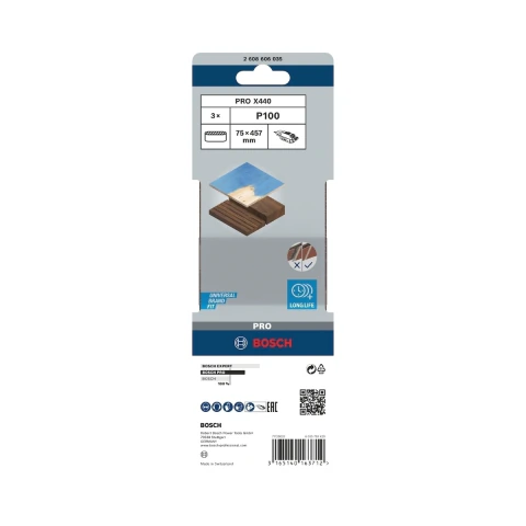 Cinta De Lixa Bosch Pro X440 75X457mm Grano 100 3Un