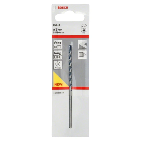 Broca Para Concreto Bosch Cyl-5 Ø3 X 50 X 90 mm