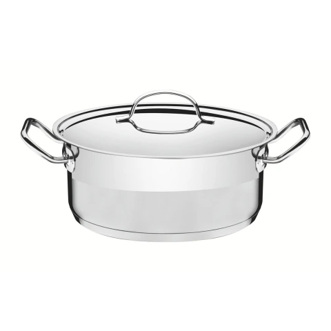 Caçarola Tramontina Professional Rasa Aço Inox Fundo Triplo 24 cm 4,7 L Com Tampa Indução Forno