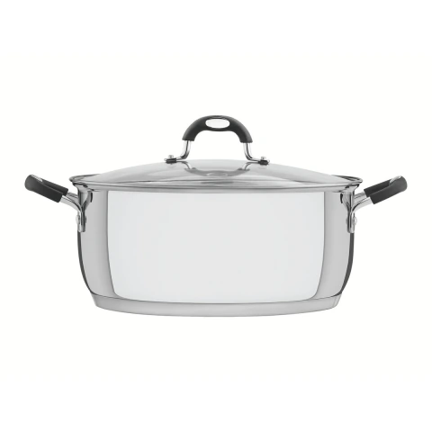 Caçarola Rasa Tramontina Astro Silicone Inox Fundo Triplo 30 cm 8,5 L Tampa De Vidro Indução
