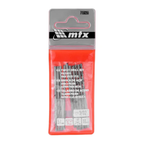 Kit 10 Brocas Aço Rápido Hss 3/32 Polegadas Standard Para Metal Mtx Haste Cilíndrica