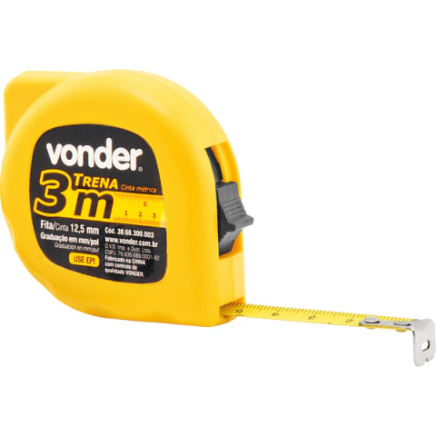 Trena aço 3mx12,5mm curta econômica Vonder