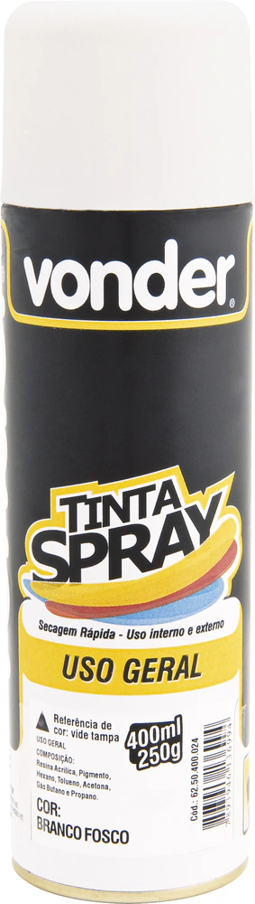Tinta spray branco fosco 400ml/250g - Vonder
