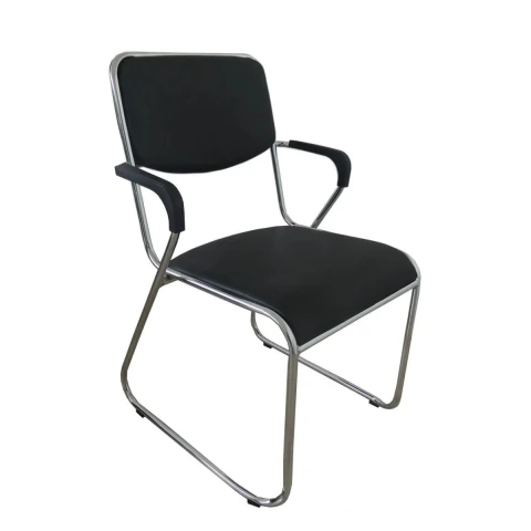 Cadeira Universitária Empilhável Outlet Preta PU 43cm