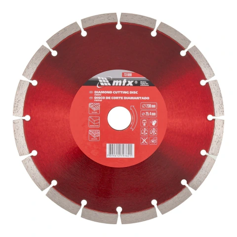 Disco de Corte Segmentado Diamantado Seco 230x25.4mm MTX - Corte Preciso e Durável para Concreto e Asfalto