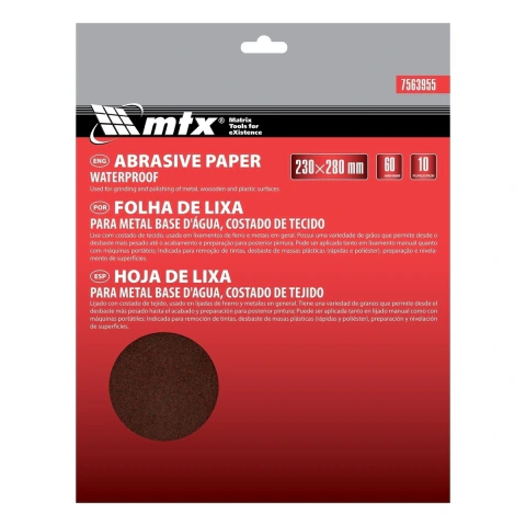 Folha Lixa Costado de Tecido Grão 60 230x280mm 10 Peças MTX