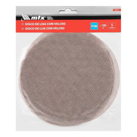 Disco de Lixa Telado Velcro Grão 180 180mm 5 Peças