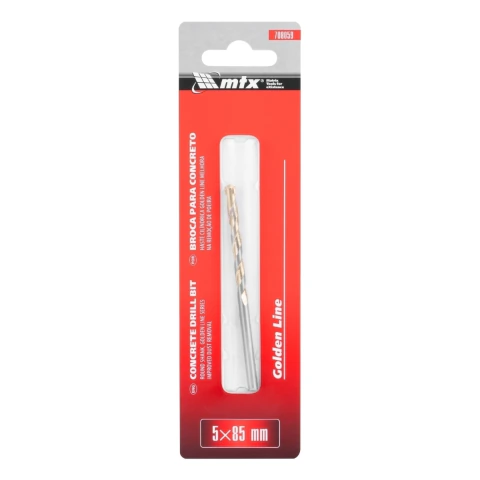 Broca Para Concreto 5 X 85 Mm Haste Cilíndrica Aço 40X Liga Dura Mtx Golden Line