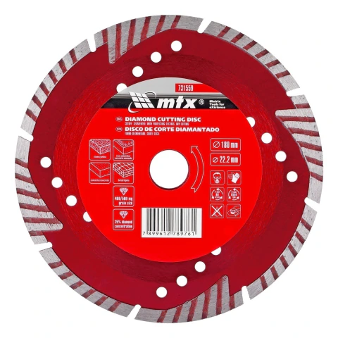 Disco de Corte Segmentado Diamantado Seco 180x22.2mm MTX 731559 Corte Preciso Durável