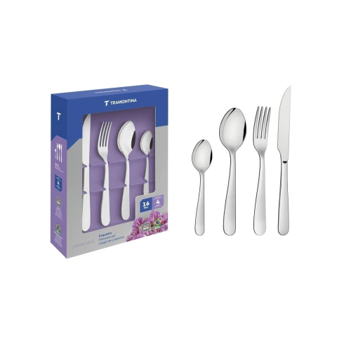 Faqueiro Tramontina Camboriú 16 Peças Aço Inox Com Facas Para Churrasco Brilho