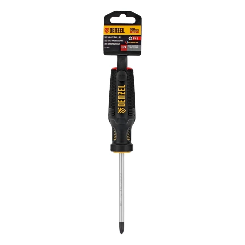 Chave Phillips Ph2 X 100 Mm Aço Crv Cabo 3 Componentes Denzel