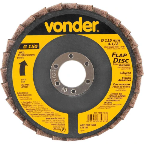 Flap Disc 4.1/2'' 115mm G150 22.23mm 13300rpm 80ms Nove54 Abrasiva