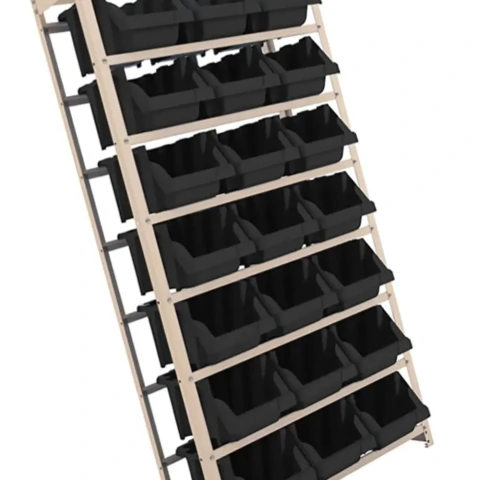 Estante Gaveteiro Metálica 150x75x33,5Cm 21 Peças 21/7 Preta Worker N7