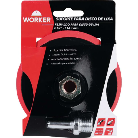 Suporte Disco Lixa 4.1/2'' 114,4Mm Para Esmerilhadeiras E Furadeiras Worker