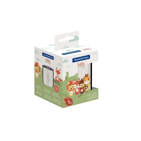 Copo Infantil Tramontina Baby Friends Em Aço Inox 340 Ml Ergonômico Resistente Para Crianças
