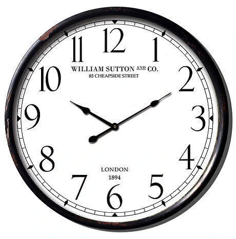 RELOJ DE PARED NEGRO 50 CM