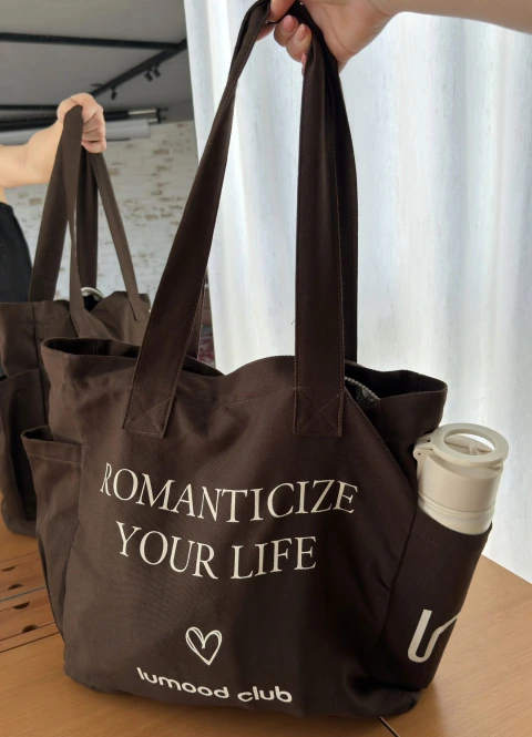 Totebag algodão Lumood Club marrom com off