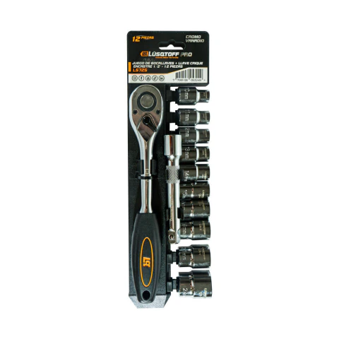 JUEGO DE BOCALLAVES Y LLAVE CRIQUE 1/2" • 12 PIEZAS