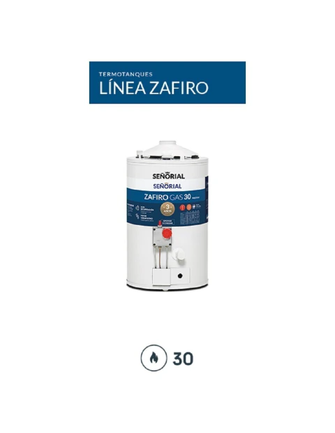 Termotanque 30 Lts Alta Recuperacion Zafiro Multigas Señorial 330000