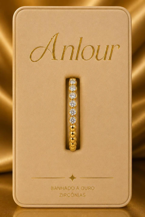 Piercing Fake Banhado a Ouro com Zircônias e Esferas – Elegância Anlour