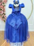 Vestido Infantil Azul Royal Longo de Princesa Brilhante e Mangas na internet