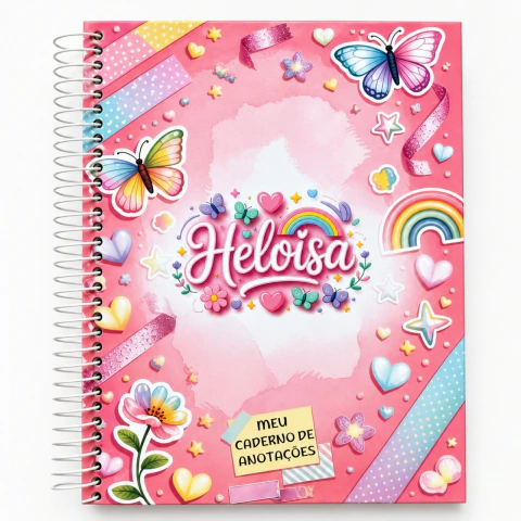 Caderno Personalizado - Meu Mundo Encartado Rosa
