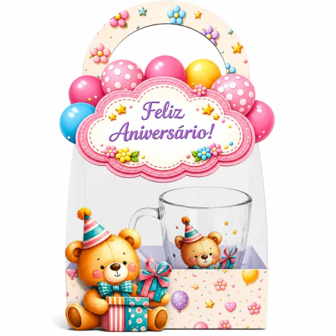 Kit de Aniversário - Café com Carinho Ursinho - Sem guloseimas