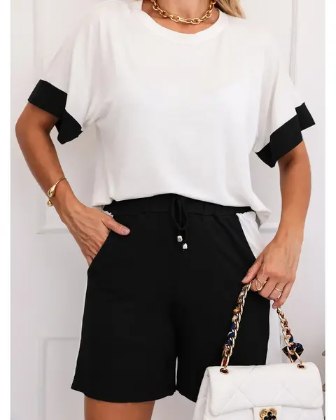 Conjunto Feminino Short e Blusa Bicolor em Malha Premium - comprar online
