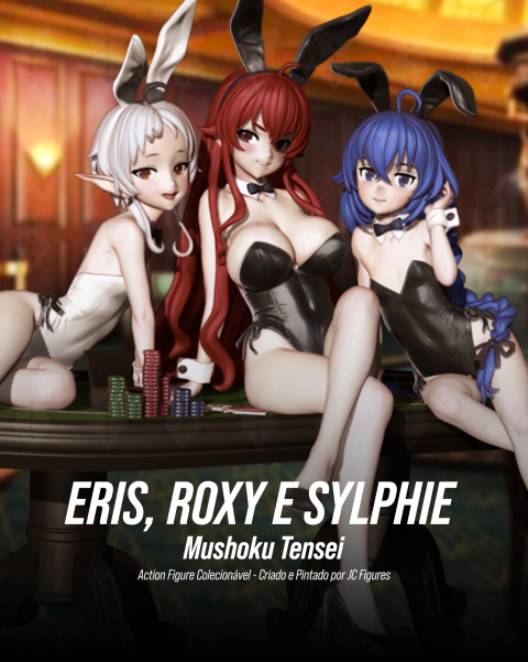 Diorama Eris, Roxy e Sylphiette Mushoku Tensei - Figure Colecionável