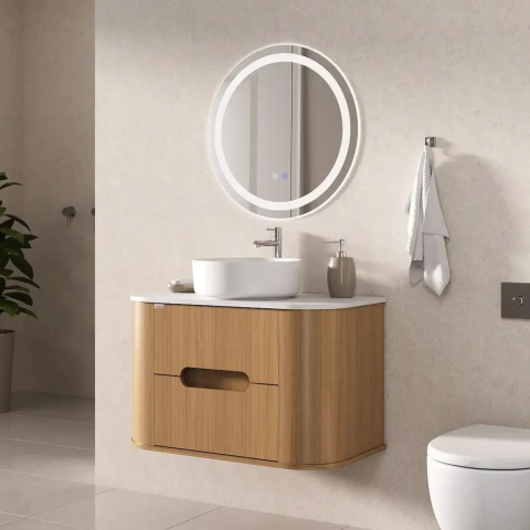 Vanitory Colgante Eleonora 80 cm Marrón Claro – Diseño Moderno y Funcional
