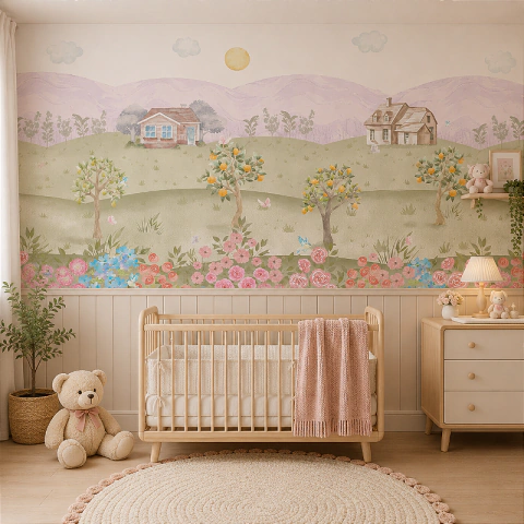 Papel de Parede Quarto Infantil Personalizado Pézinho de limão