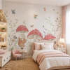 Papel de Parede Infantil Floresta Cogumelos e Fadas Personalizado Sob Medida