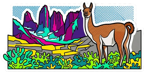 Sticker digital Guanaco en Torres del Paine