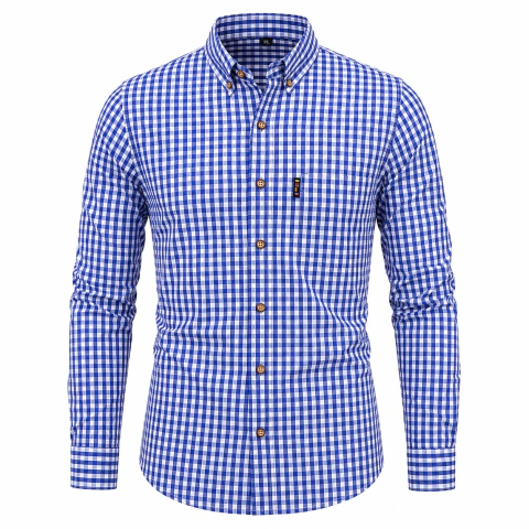 Camisa A Cuadros De Hombre 100% Algodon Premium Manga Larga