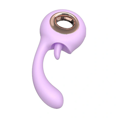 VIBRADOR DE PONTO G COM LÍNGUA ESTIMULADORA LILÁS - WOO - S- HANDE