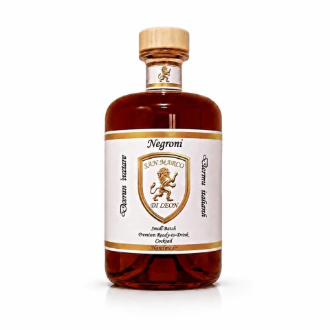 Negroni San Marco Di Leon Edição Essencial-Coquetel Artesanal-Bitter+Vermute+Gin-Sabor Amargo/Doce-700 ml 26% vol.