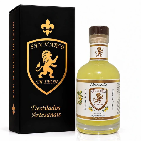 Limoncello San Marco Di Leon - Licor Casca Limão Siciliano Artesanal - Sabor Suave - 375 ml 27% vol