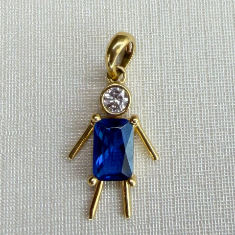 Pingente Menino Zircônia Azul
