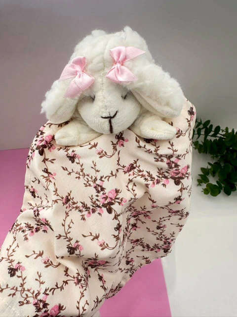 Naninha Para Bebê Ovelhinha Floral Rosa Com Prendedor Chupeta