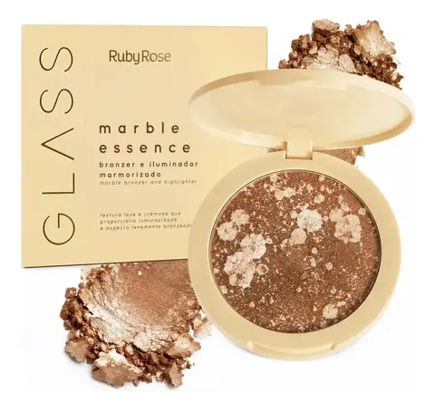 Iluminador e bronzer marmorizado Glass Ruby Rose