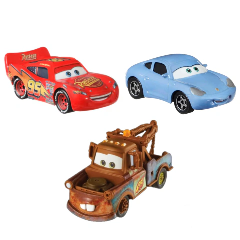 3 Autos De Cars Metal Rayo Mcqueen Sally Mate